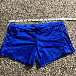 Low Rise Shiny Blue Shorts